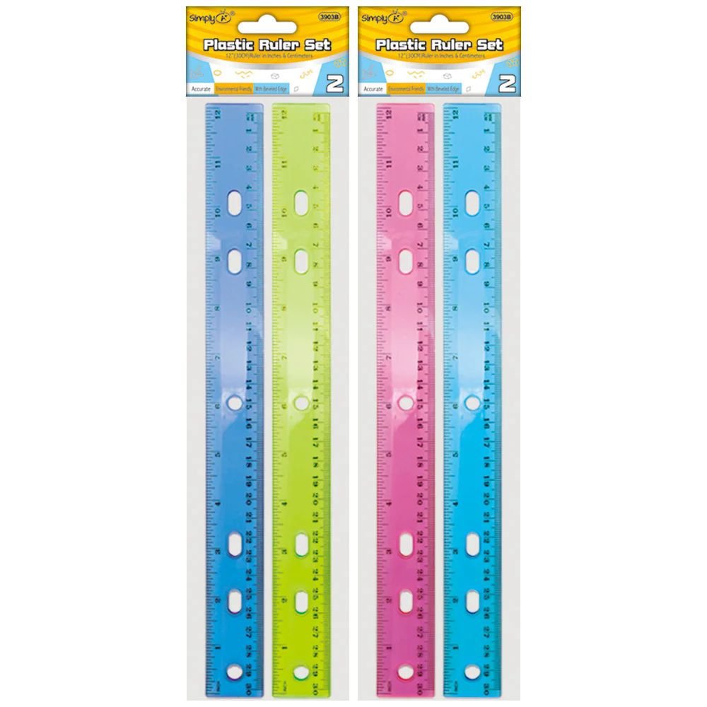 2 Pc 12" Plastic Ruler