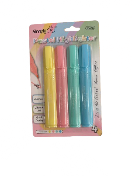 4 CT Assorted Highlighter, Pastel