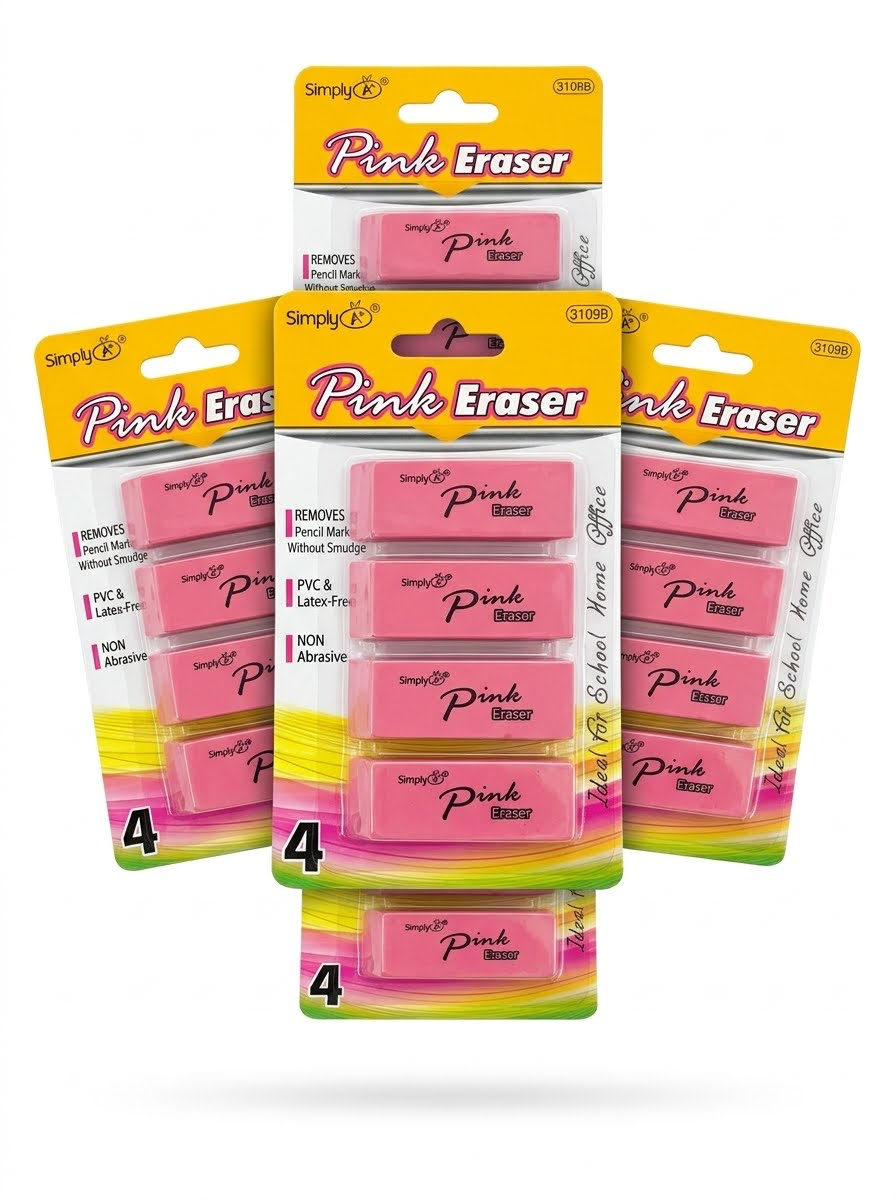 4-Pack Pink Eraser